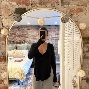 Free People Intimately Sheer Black Long Sleeve Top